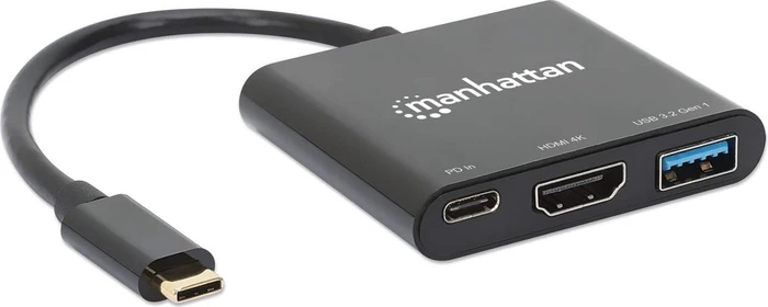 Manhattan USB-C to HDMI 3-in-1 Docking Converter with Power Delivery, USB-C 3.0 [Stecker]