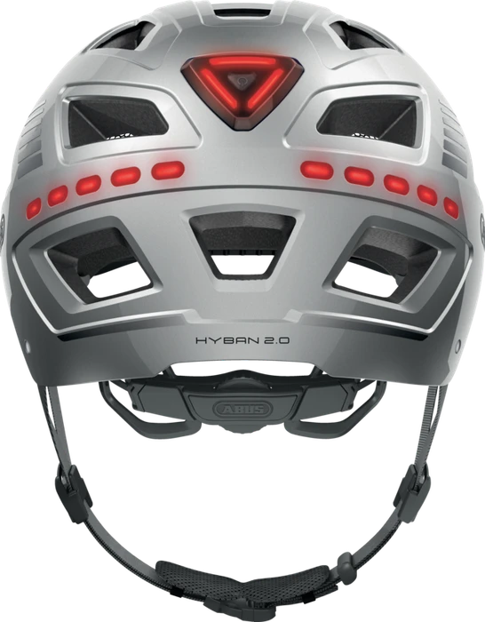 ABUS Hyban 2.0 LED Helm signal silver shiny