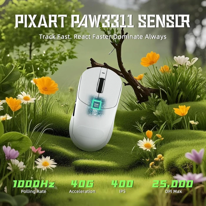 Attack Shark X8 SE Tri-mode Wireless Gaming Mouse, weiß, inkl. Grip Tape, USB/Bluetooth