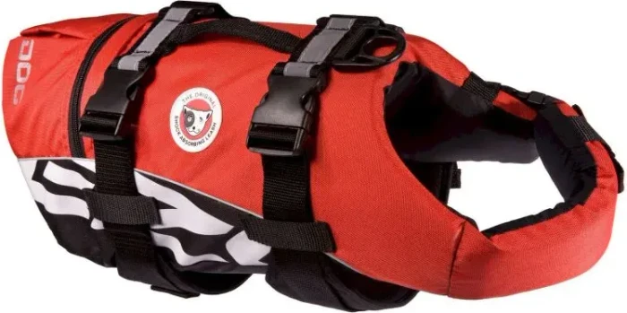 EzyDog DFD Standard Schwimmweste, Rettungsweste, mit Haltegriff, L, rot/schwarz (ZSDLRED)