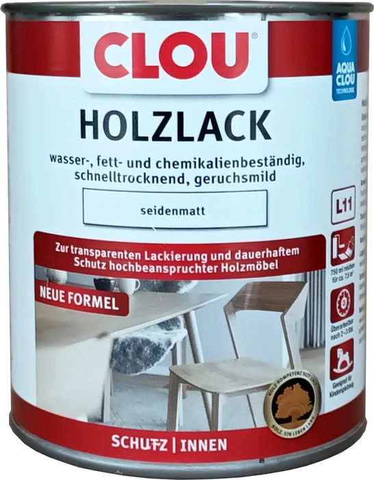 CLOU L11 Aqua CLOU Holzlack seidenmatt farblos, 750ml