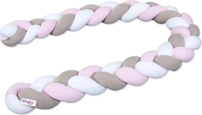 Babybay Jersey geflochten Nestchenschlange 200cm weiß/beige/rosé
