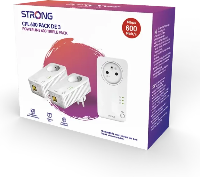 Strong Powerline 600 Triple Pack, FR, V2, HomePlug AV, RJ-45, 3er-Pack