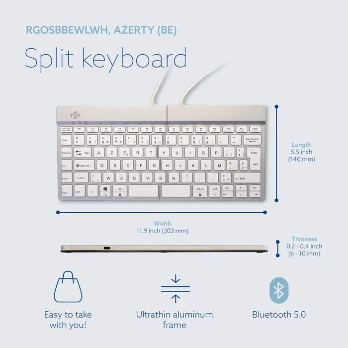 R-Go Split Break, weiß/silber, USB/Bluetooth, BE