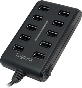 LogiLink schwarz USB-Hub, 10x USB-A 2.0, USB-A 2.0 [Stecker] (UA0125)