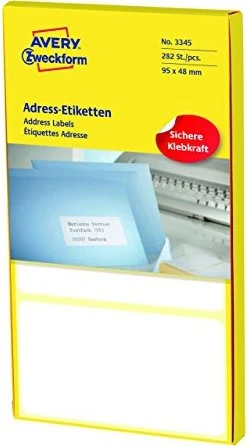 Avery-Zweckform Adressetiketten Sonderformat, 95x48mm, weiß, 94 Blatt (282 Etiketten)