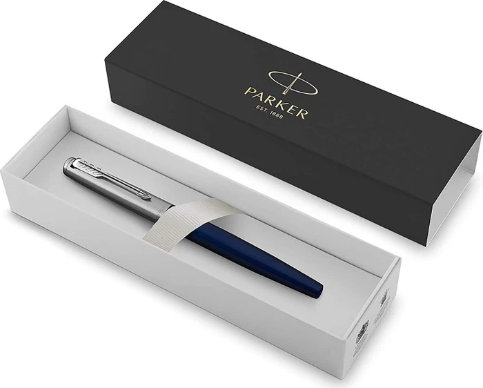 Parker Jotter royal blue, rechte Hand, mittel, Geschenkbox