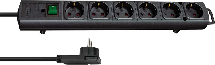 Brennenstuhl Comfort-Line Plus mit Schalter, 6-fach, 2m, schwarz