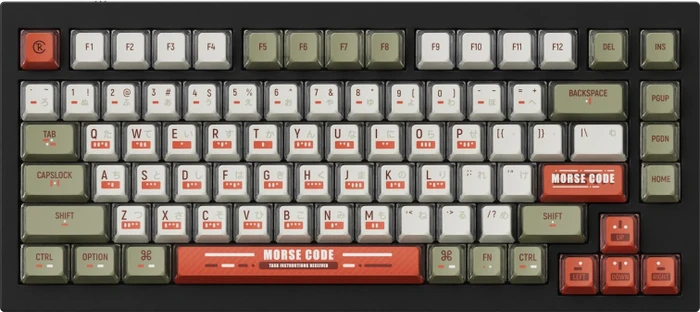 Keychron OEM Dye-Sub Full Set Keycap-Set Morse Code, Kunststoff (PBT), Morse Code, weiß/grün/rot, 137 Tasten, ANSI-US