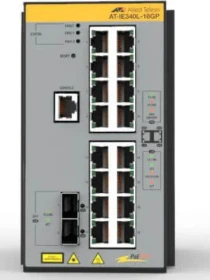 Allied Telesis IE340 Industrial Railmount Gigabit Managed Switch, 16x RJ-45, 2x SFP, 240W PoE+ (AT-IE340L-18GP-80)
