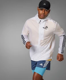 adidas Own The Run 3-Streifen Laufjacke weiß (Herren)