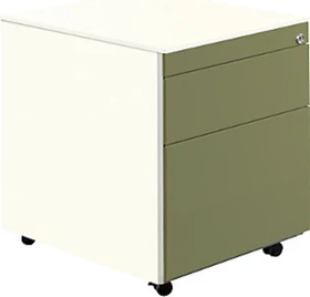 mauser Rollcontainer line, 570x600mm, 1x Utensilienauszug, 1x Materialschublade, 1x Hängeregistratur, reinweiß/schilfgrün