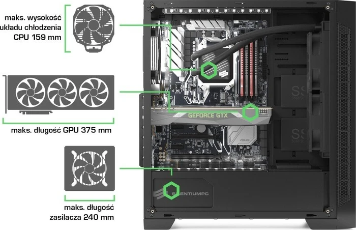 Endorfy SilentiumPC Armis AR3 TG RGB, Glasfenster