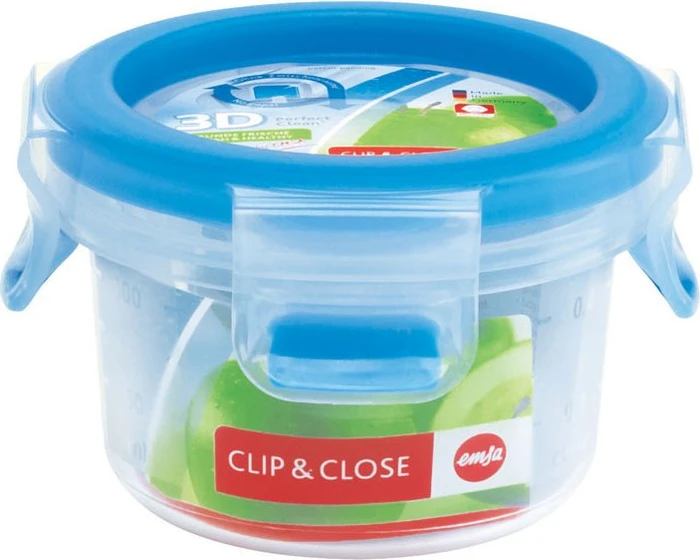 Emsa Clip&Close rund Aufbewahrungsbehälter 150ml blau