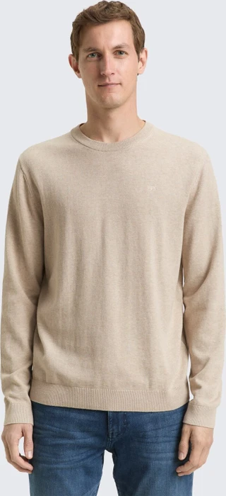 Tom Tailor Basic Baumwolle Strickpullover cashew beige melange (Herren)