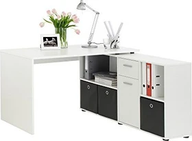 FMD Lexo Eckschreibtisch 136x139cm weiß/schwarz