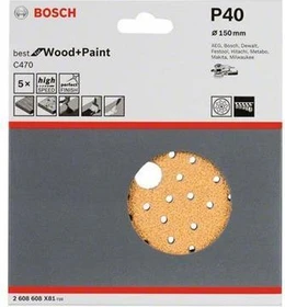 Bosch Professional C470 Best for Wood and Paint Schleifblatt K40, 150mm, 5 Stück