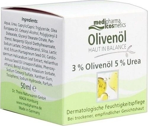 Dr. Theiss medipharma cosmetics Haut in Balance 3% Olivenöl 5% Urea Feuchtigkeitspflege, 50ml