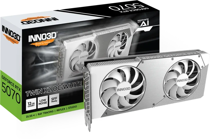 INNO3D GeForce RTX 5070 Twin X2 OC White, 12GB GDDR7, HDMI, 3x DP