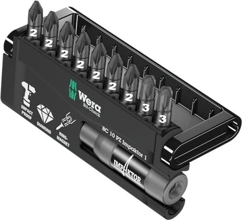 Wera Bit-Check 10 PZ Impaktor 1 Pozidriv Bitset inkl. Werkzeugbox, 10-tlg.