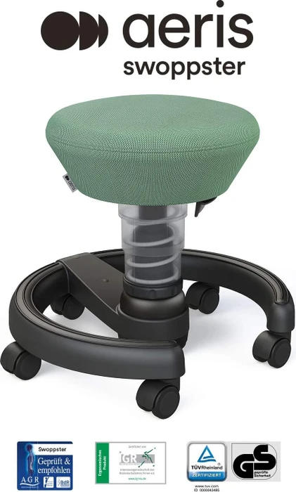 Aeris Swoppster New Edition Schreibtischhocker für Kinder, Gestell schwarz, Bezug Harlequin grün
