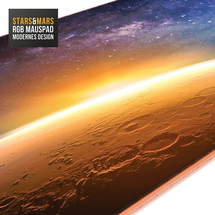 Titanwolf Stars & Mars RGB XXL Gaming-Mauspad, 800x300mm, schwarz/blau/gelb