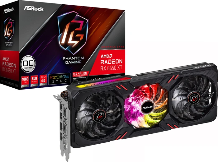 ASRock Radeon RX 6650 XT Phantom Gaming D OC, RX6650XT PGD 8GO, 8GB GDDR6, HDMI, 3x DP