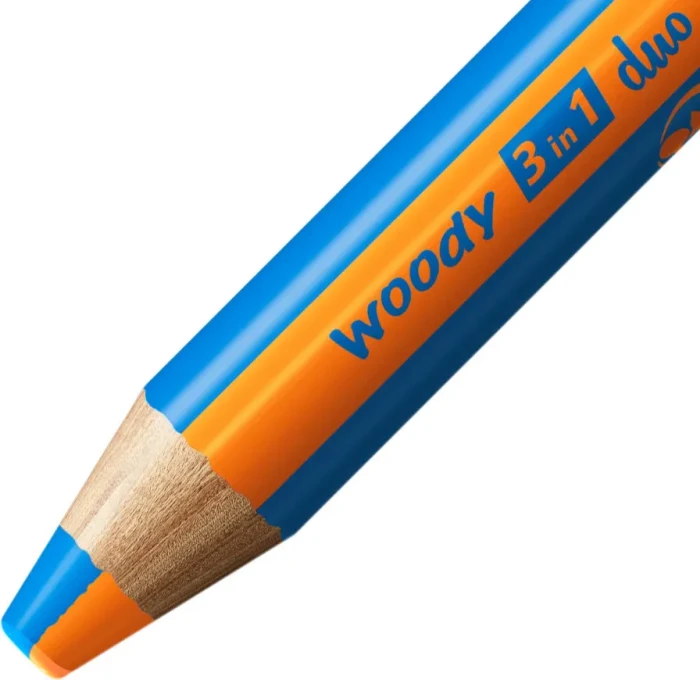 STABILO Woody 3in1 Duo Wachsmalstift orange/blau