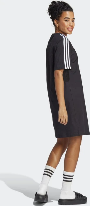 adidas Essentials 3-Streifen Single Jersey Boyfriend T-Shirt kurzarm schwarz (Damen)