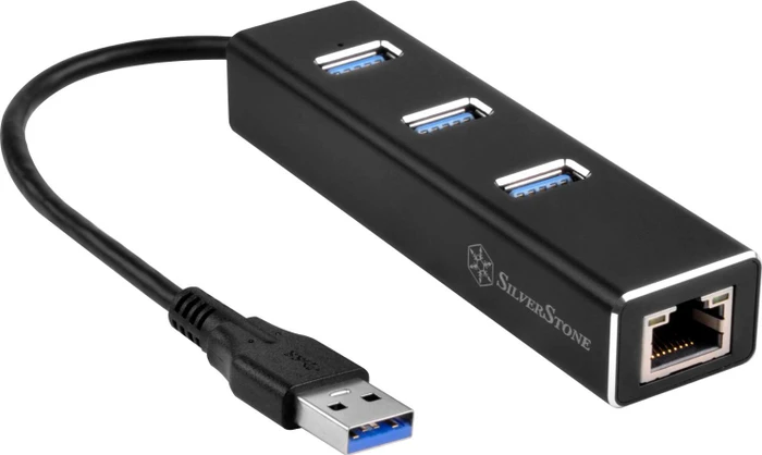 SilverStone EP04 Hub, LAN-Adapter, RJ-45, USB-A 3.0 [Stecker]
