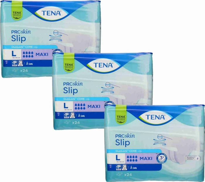 Tena ProSkin Slip Maxi Hygieneeinlage Größe L, 72 Stück (3x 24 Stück)