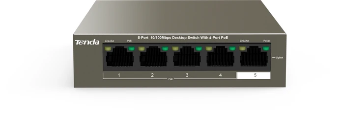Tenda TEF1100 Desktop Switch, 5x RJ-45, 58W PoE+