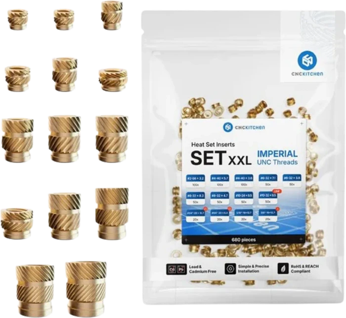 CNC Kitchen Gewindeeinsatz Set XXL Zollgrößen, 680er-Pack
