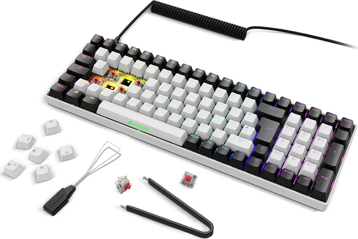 Sharkoon Skiller SGK50 S2 White, schwarz/weiß, LEDs RGB, hot-swap, Gateron RED, USB, DE
