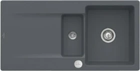 Villeroy & Boch Siluet Flat 980x490mm Einbau Becken reversibel mit Ablauffernbedienung graphite