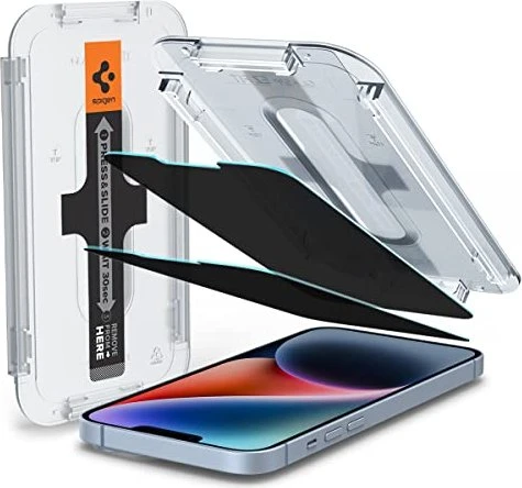 Spigen GLAS.tR EZ Fit Privacy Screen Protector für Apple iPhone 14 Plus, 2er-Pack
