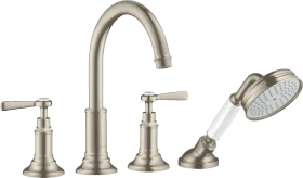 Hansgrohe Axor Montreux 4-Loch Fliesenrandarmatur mit Hebelgriffen brushed nickel