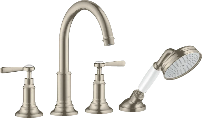Hansgrohe Axor Montreux 4-Loch Fliesenrandarmatur mit Hebelgriffen brushed nickel