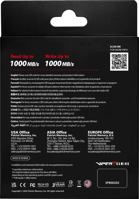 Patriot Viper EV330 PCIe M.2 2230 SSD Enclosure, USB-C 3.1