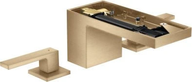Hansgrohe Axor MyEdition 3-Loch Waschbeckenarmatur 70 mit Push-Open Ablaufgarnitur ohne Platte brushed bronze