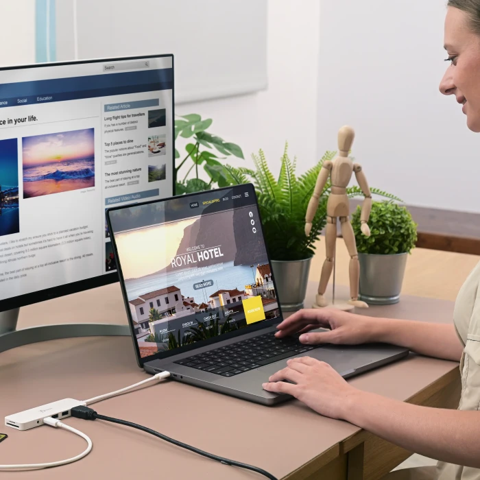 j5create Eco-Friendly 7-in1 USB-C Multi-Port Hub with Power Delivery rosa, USB-C 3.0 [Stecker]