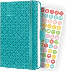 Sigel Jolie Wochenkalender 2024, A6, Hardcover, türkis, 87 Blatt