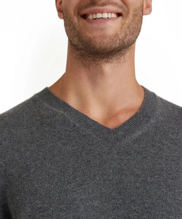 Falke Luxury V-Ausschnitt Pullover dark grey-heather (Herren)