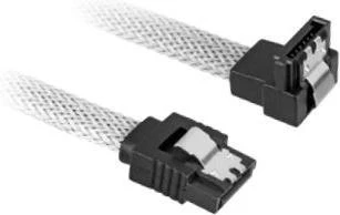 Sharkoon Sleeve Kabel SATA 6Gb/s, 0.6m, weiß, gewinkelt mit Arretierung
