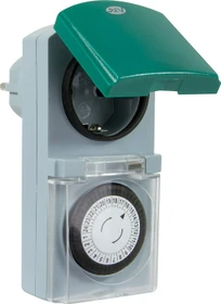 REV Ritter mechanische Außenzeitschaltuhr, IP44, grau/grün