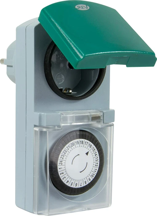 REV Ritter mechanische Außenzeitschaltuhr, IP44, grau/grün