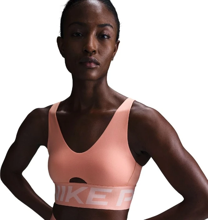 Nike Pro Indy Plunge Sport-BH apricot agate/washed coral/white (Damen)
