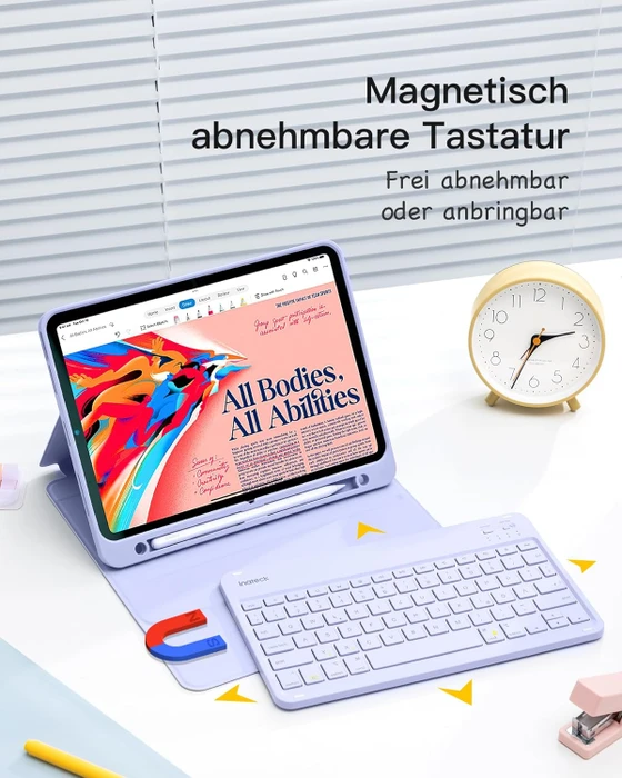 Inateck Tastatur Hülle für iPad Air 6 11"/iPad Air 5/iPad 10/iPad Pro 11", violett, DE