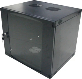 LogiLink Wandgehäuse 12HE, einteilig, Sicherheitsglastür, schwarz, 450mm tief