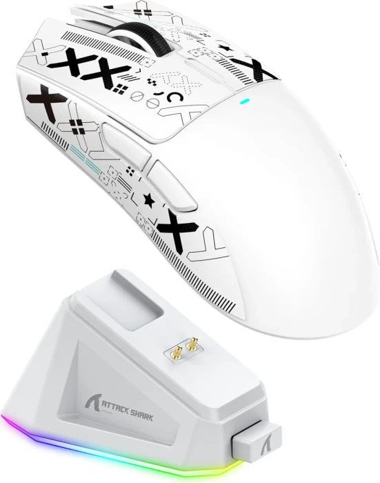 Attack Shark X11 Wireless Gaming Mouse weiß, inkl. Grip Tape, USB/Bluetooth